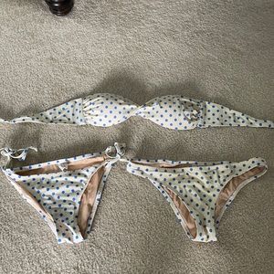 J Crew three piece blue and white bikini